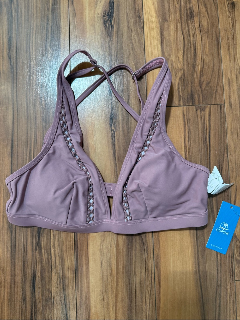 Cupshe Dusty Mauve Ladder-Trim Bralette Bikini Top
